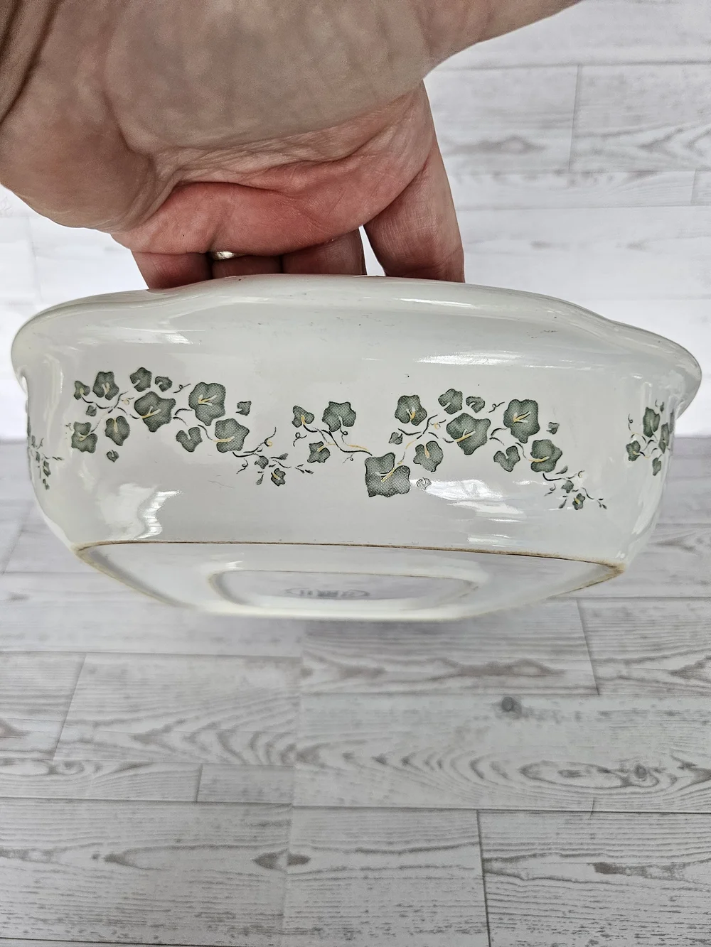 Corelle White Ceramic Baking Dish with Green Ivy Border